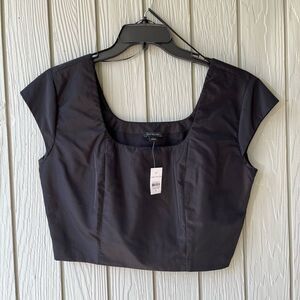 Ann Taylor Black Structured Crop Top, Size 6, NWT